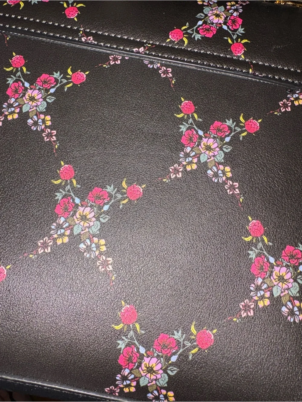 Betsey Johnson Women’s Black Floral Heart-Accent Handbag with Scarf